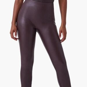 SPANX - Faux Leather Front Slit Leggings - New